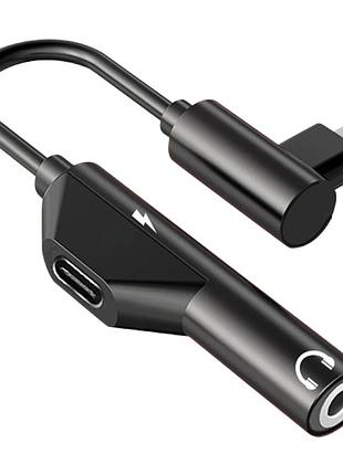 Переходник 2в1 type-c – type-c + 3.5 мм мини джек для наушников, адаптер аудио typec to jack forti hg70