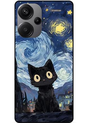 Чехол силиконовый бампер для xiaomi redmi note 13 pro plus 5g с рисунком котик ван гог звездная ночь