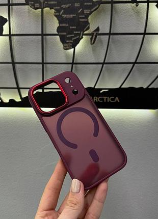 Чехол matte magsafe iphone 17 pro,чехол прозрачный с магсейфом для телефона айфон 17 про (бордовый)