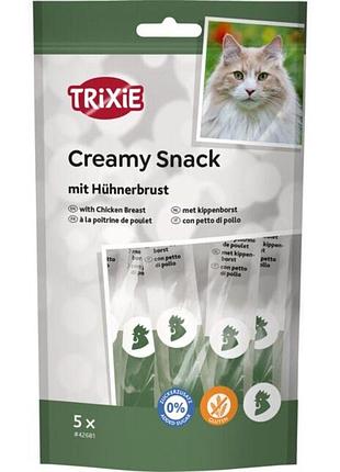 Лакомство trixie creamy snacks для котов с курицей 5 шт х 14 г