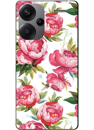 Чехол силиконовый бампер для xiaomi redmi note 13 pro plus 5g с рисунком пионы цветы