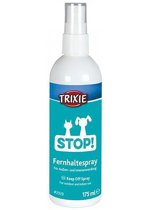 Спрей-відлякувач trixie stop! keep off spray для котів та собак захищає від подряпин та укусів місць 175 мл