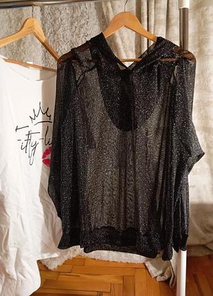 Кофточка люрекс с капюшоном 6xl-7xl
