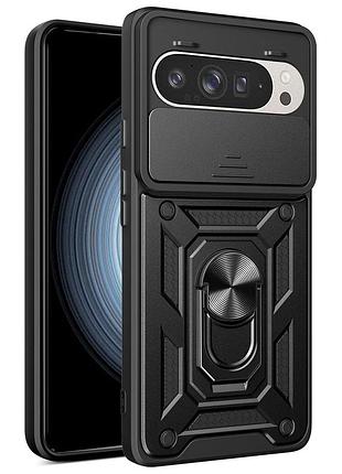 Чехол fiji camera defence для google pixel 9 pro xl бампер с защитой камеры и подставкой black