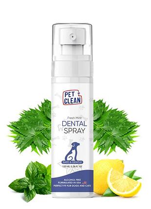 Спрей pet clean dental spray для гигиены полости рта и поддержания здоровья я зубов домашних животных 100мл