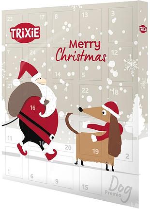 Адвент-календар trixie premio для собак, новорічний набір ласощів асорті без цукру, 24 сюрпризи 30х34см