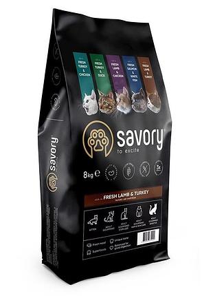 Корм сухой savory adult cat sensitive digestion fresh lamb and turkey для кошек с чувствительным пищеварением со свежим ягненком и