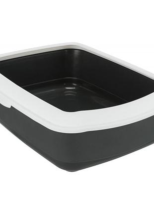Туалет trixie classic для котів з рамкою сірий/білий пластиковий 37х15х47 см