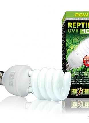 Лампа террариумная exoterra repti glo 5.0 для тропических рептилий ультрафиолетовая люминесцентная uvb 100 25 вт е27