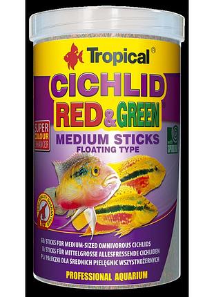 Корм tropical cichlid red green medium sticks для всіх цихлід палички 1 л/ 360 г