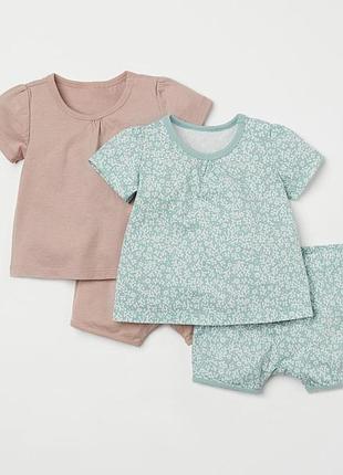 Костюм для дівчинки 92см, h&m, 18-24місяці,  футболка+шорти для дівчинки
