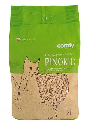 Наполнитель comfy для кошачьего туалета гигиенический древесный pinokio 7 л