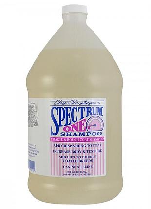 Шампунь chris christensen spectrum one для собак и котов для густой и жесткой шерсти 3,8 л