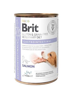 Влажный корм brit grain free veterinary diets gastrointestinal для взрослых собак при проблемах с пищеварением с лососем и зе