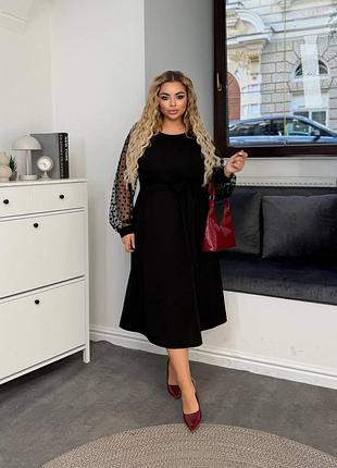 Жіноча сукня міді з поясом