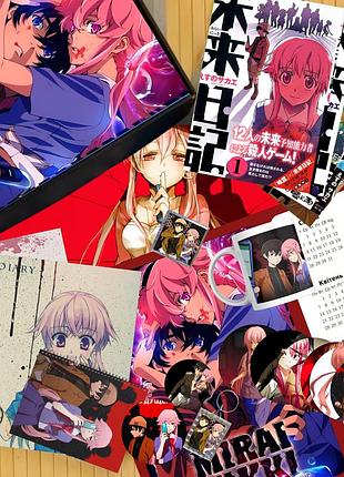 Подарунковий бокс щоденник майбутнього mirai nikki 5 томів +13 предметів кк-21544
