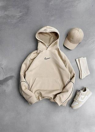 Худи женское / мужское бежевое с капюшоном осеннее весеннее летнее nike