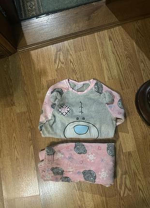 Пижама с принтом и аппликацией мишки teddy