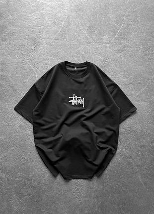 Футболка мужская / женская черная оверсайз осенняя весенняя летняя stussy