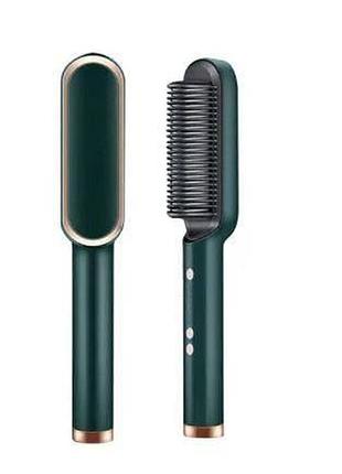 Расческа-выпрямитель hair straightener hqt-909 b с турмалиновым покрытием зеленый top shop ua_