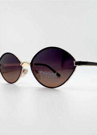 Солнцезащитные очки polarized pz08808 c6 поляризационные, коричневые, золотистая оправа