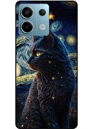 Силіконовий бампер чохол для xiaomi redmi note 13 pro 5g з малюнком кішка ван гог зіркова ніч