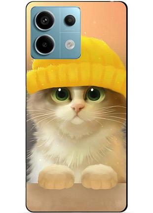 Силіконовий чохол бампер для xiaomi redmi note 13 pro 5g з малюнком котик у шапці