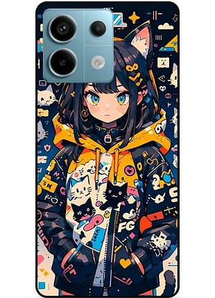 Чехол силиконовый бампер для xiaomi redmi note 13 pro 5g с рисунком котики аниме