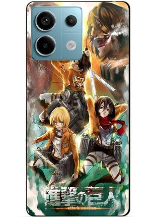 Чехол силиконовый бампер для xiaomi redmi note 13 pro 5g с рисунком атака на титанов attack on titan