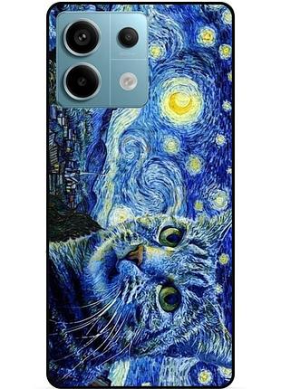 Чехол силиконовый бампер для xiaomi redmi note 13 pro 5g с рисунком кошечка звездная ночь ван гог