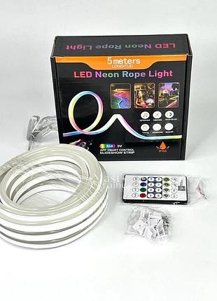 Led стрічка rgb neon rope 5м з пультом 5v 788914