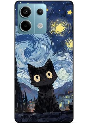 Чехол силиконовый бампер для xiaomi redmi note 13 pro 5g с рисунком котик ван гог звездная ночь