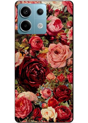 Силіконовий чохол бампер для xiaomi redmi note 13 pro 5g з малюнком червоні троянди квіти