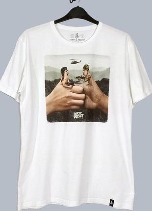 Преміальна чоловіча футболка dirty velvet (uk) р. 48-50 / 100% organic cotton/ біла з принтом