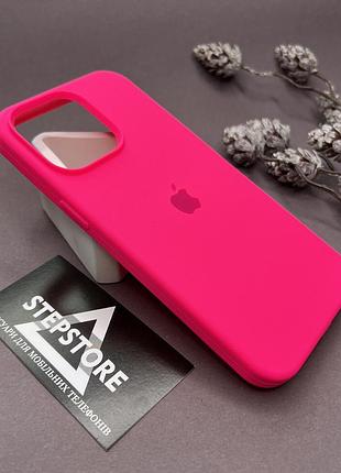 Чохол для iphone 15 pro max silicone case квадратний із мікрофіброю закритим низом силіконовий 26. фуксия (barbie pink)