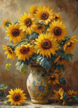 Алмазная мозаика colorart 40x50 подсолнухи + голограммные алмазики sp127