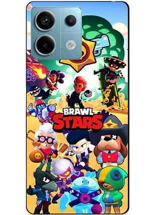 Чехол силиконовый бампер для xiaomi redmi note 13 pro 5g с картинкой бравл силовая лига нокаут леон ворон