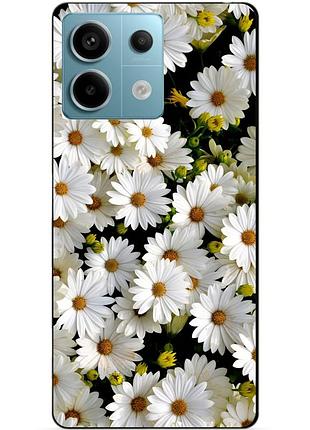 Чехол силиконовый бампер для xiaomi redmi note 13 pro 5g с рисунком ромашки цветы
