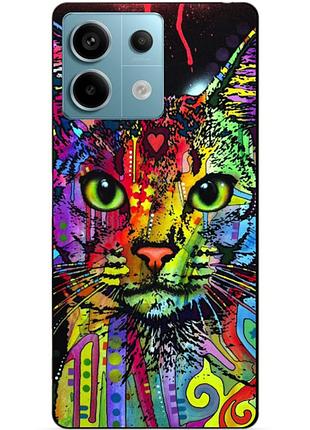 Чехол силиконовый бампер для xiaomi redmi note 13 pro 5g с рисунком неоновый кот