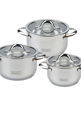 Набор посуды lessner 3 шт. с крышками 55877