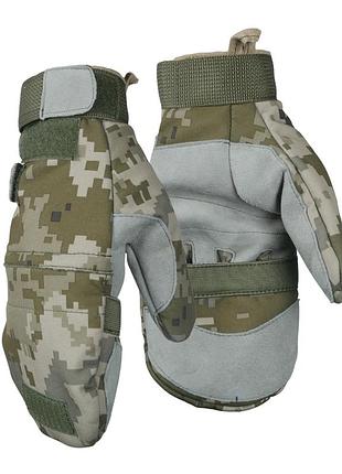 Тактические утепленные зимние перчатки softshell пиксель s
