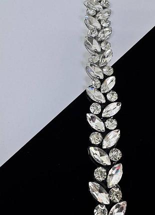 Термо тесьма со стразами — горячая фиксация утюгом, crystal (ширина 2 см) *1 м