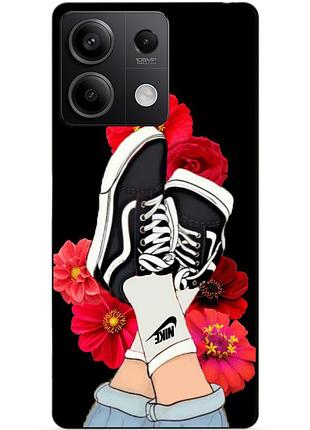 Силіконовий чохол бампер для xiaomi redmi note 13 5g з малюнком кеди ванс найк квіти