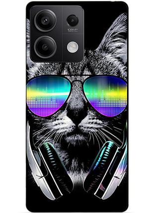 Чехол силиконовый бампер для xiaomi redmi note 13 5g с рисунком музыкальный кот
