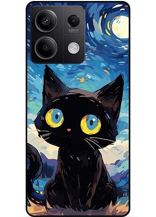 Чехол силиконовый бампер для xiaomi redmi note 13 5g котик звездная ночь ван гог