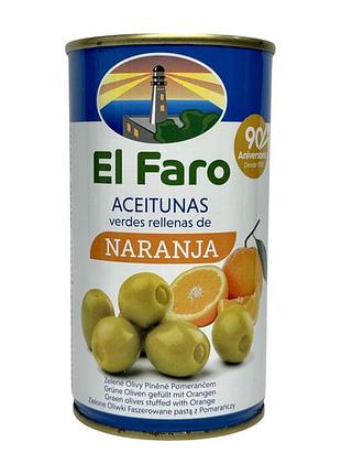 Оливки el faro зелені фаршировані апельсином naranja, 350 г