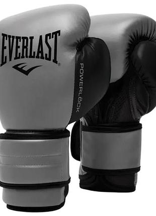 Боксерські рукавиці everlast powerlock 2r training gloves 10 ун. grey/black