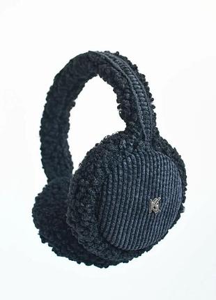 Теплые наушники зимние меховые ушка тедди teddy+вельвет kentavr черные