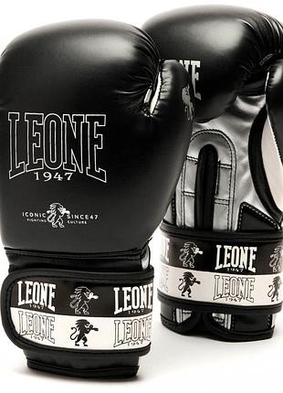 Боксерские детские перчатки leone iconic black 6 ун