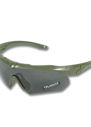 Тактичні окуляри polarized uv400 c5 з 3 лінзами та хакі оправа